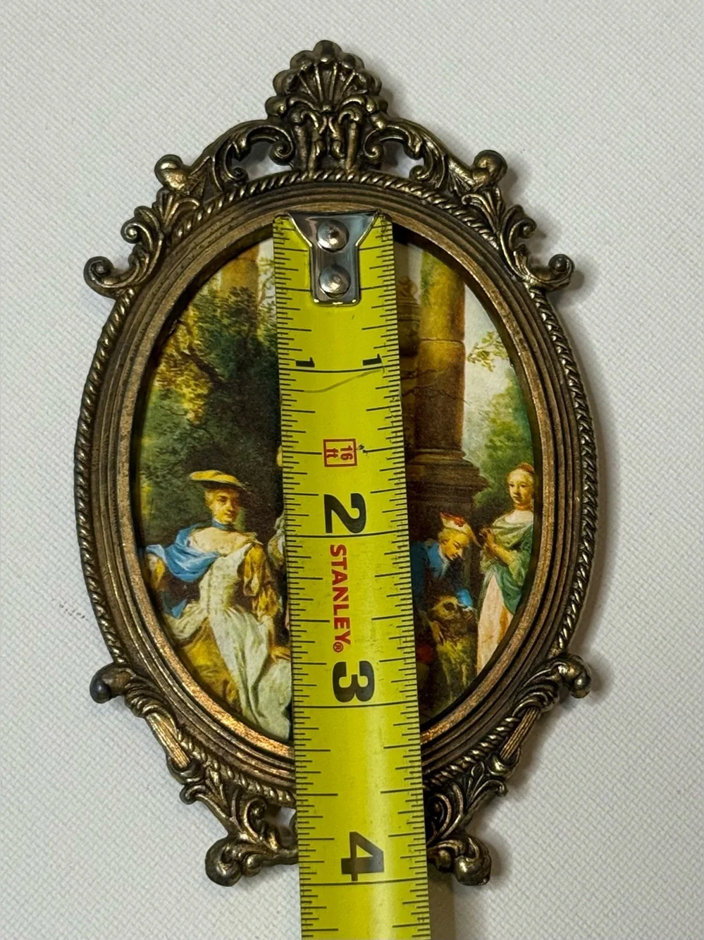 Set of Vintage Ornate Oval Antique Brass Rococo Picture Frames 5x3 Made In Italy